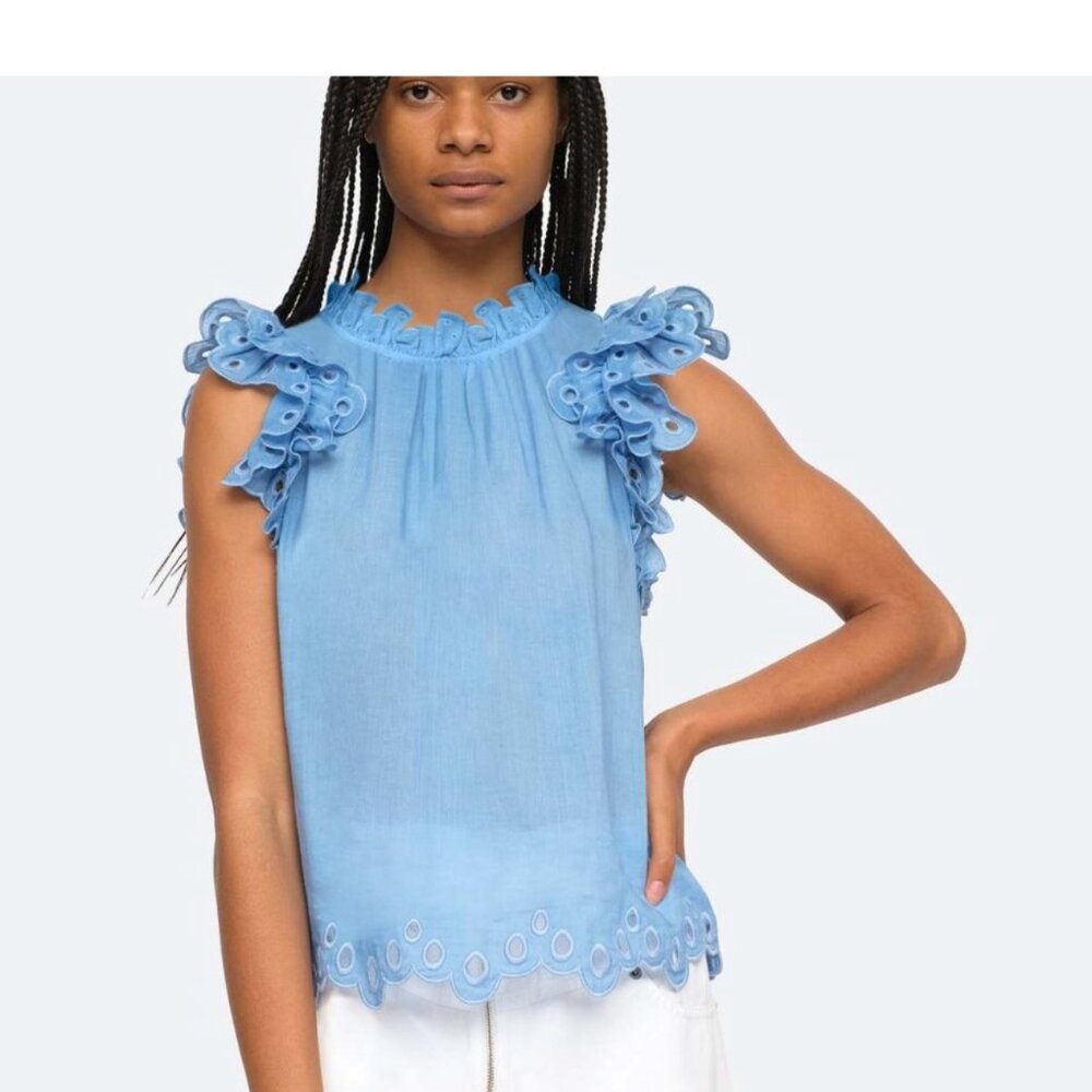Sea New York Lee Embroidery Sleeveless Top - SKY - Size Large
